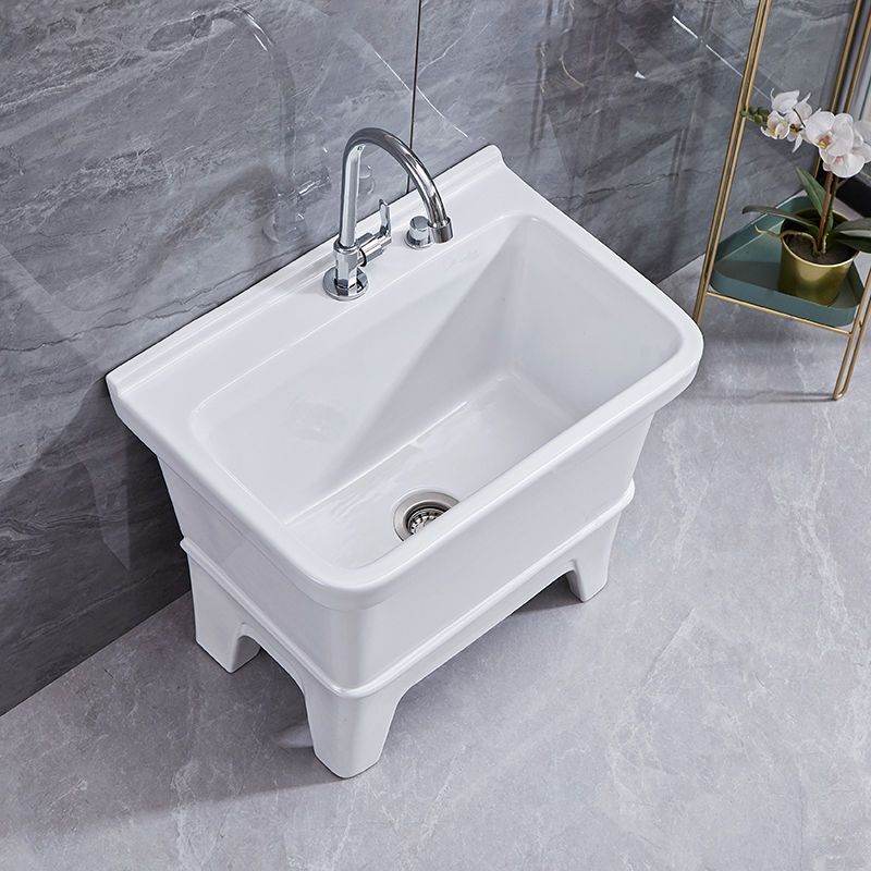 【特价】洗拖把池阳台卫生间小号陶瓷地盆地拖家用墩布池自动下水