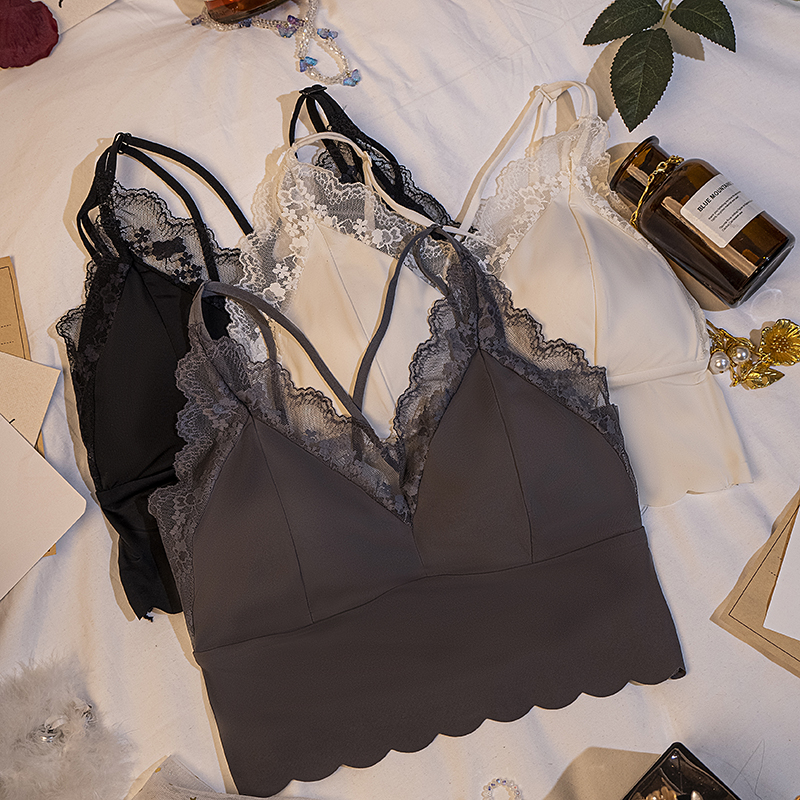 语萱娜【90-210】法式蕾丝性感聚拢固定杯大码内衣女XJMB057