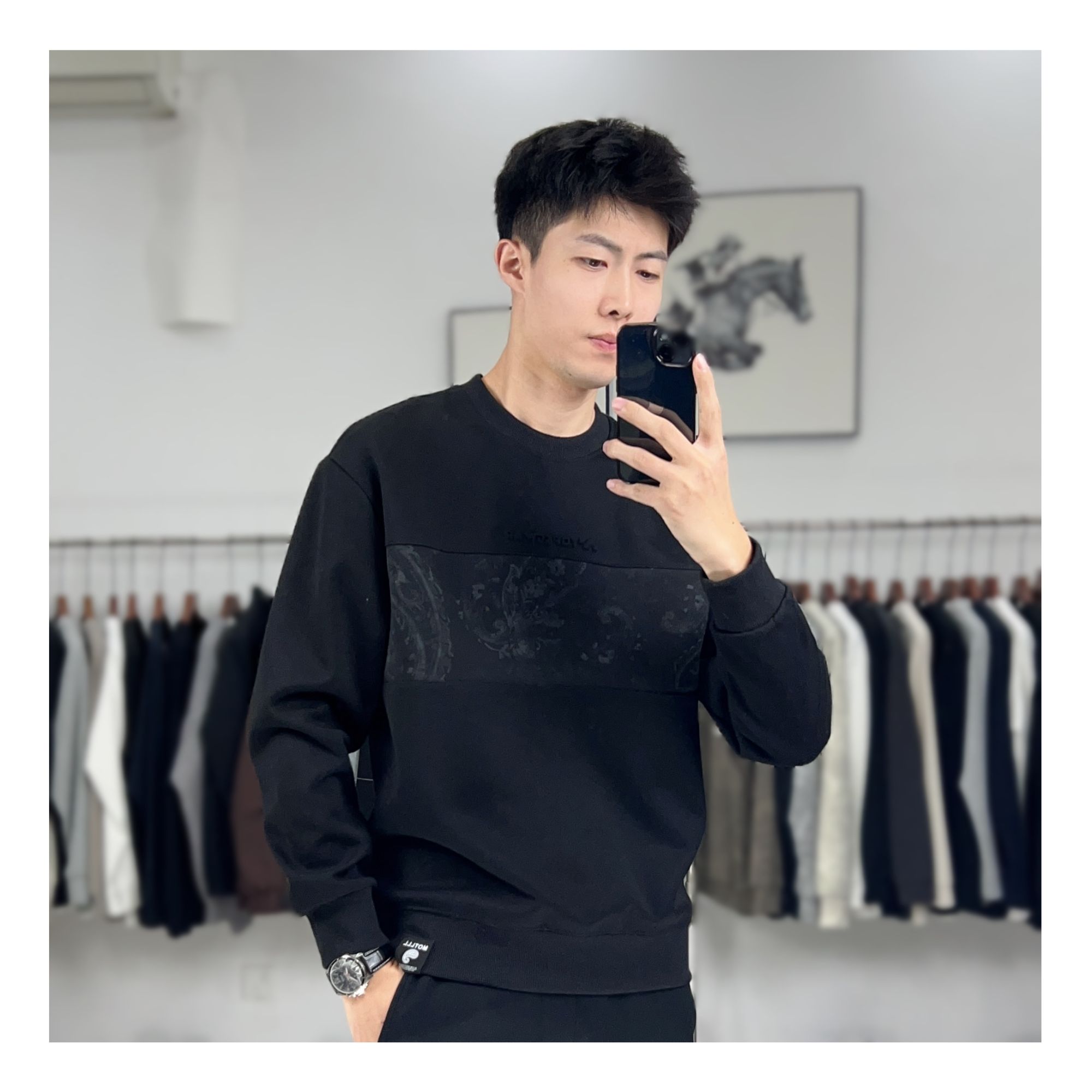 秋季新款扎染腰果花潮流男士卫衣 百搭时尚长袖秋季宽松上衣6072