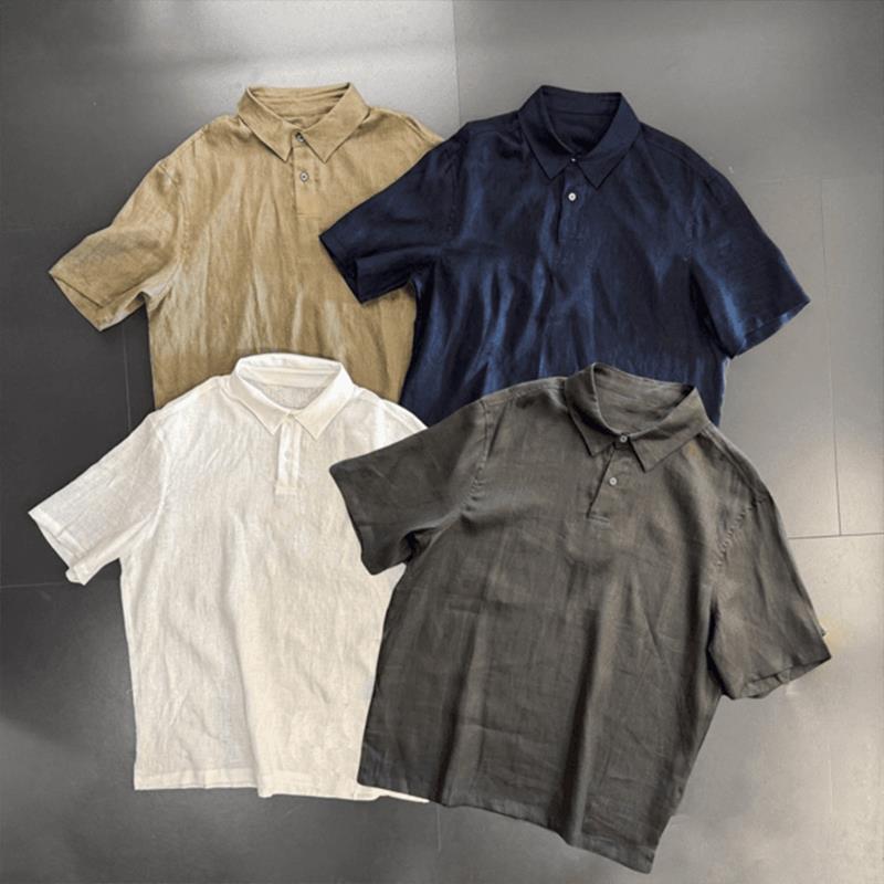 老钱风轻薄天丝亚麻短袖男T恤夏季松弛感穿搭凉感透气半袖Polo衫