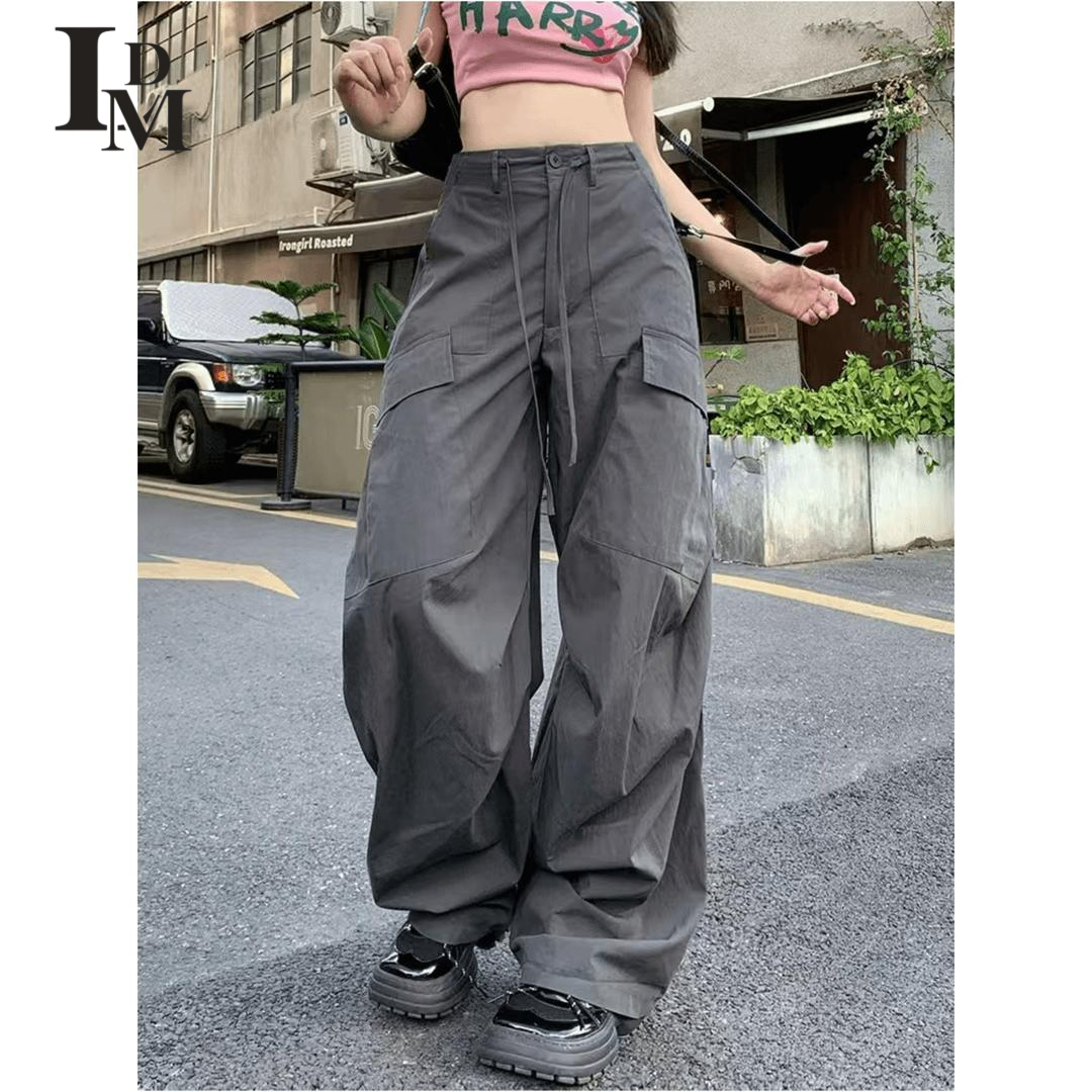 LDM/靓迪梦美式工装裤设计感显瘦宽松百搭阔腿裤酷飒风女装高级感