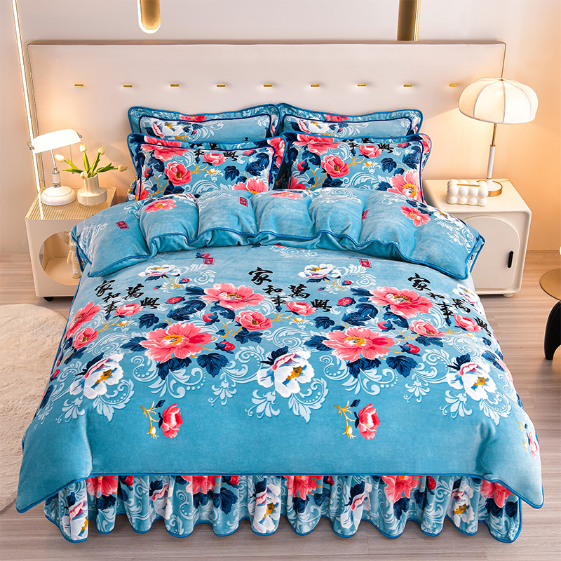 冬季牛奶绒四件套加绒加厚珊瑚保暖双面床单款被套4件套床上用品