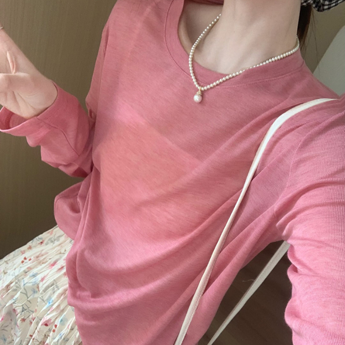 糖果色防晒罩衫女2025夏季新款宽松百搭冰丝面膜T恤长袖薄款上衣