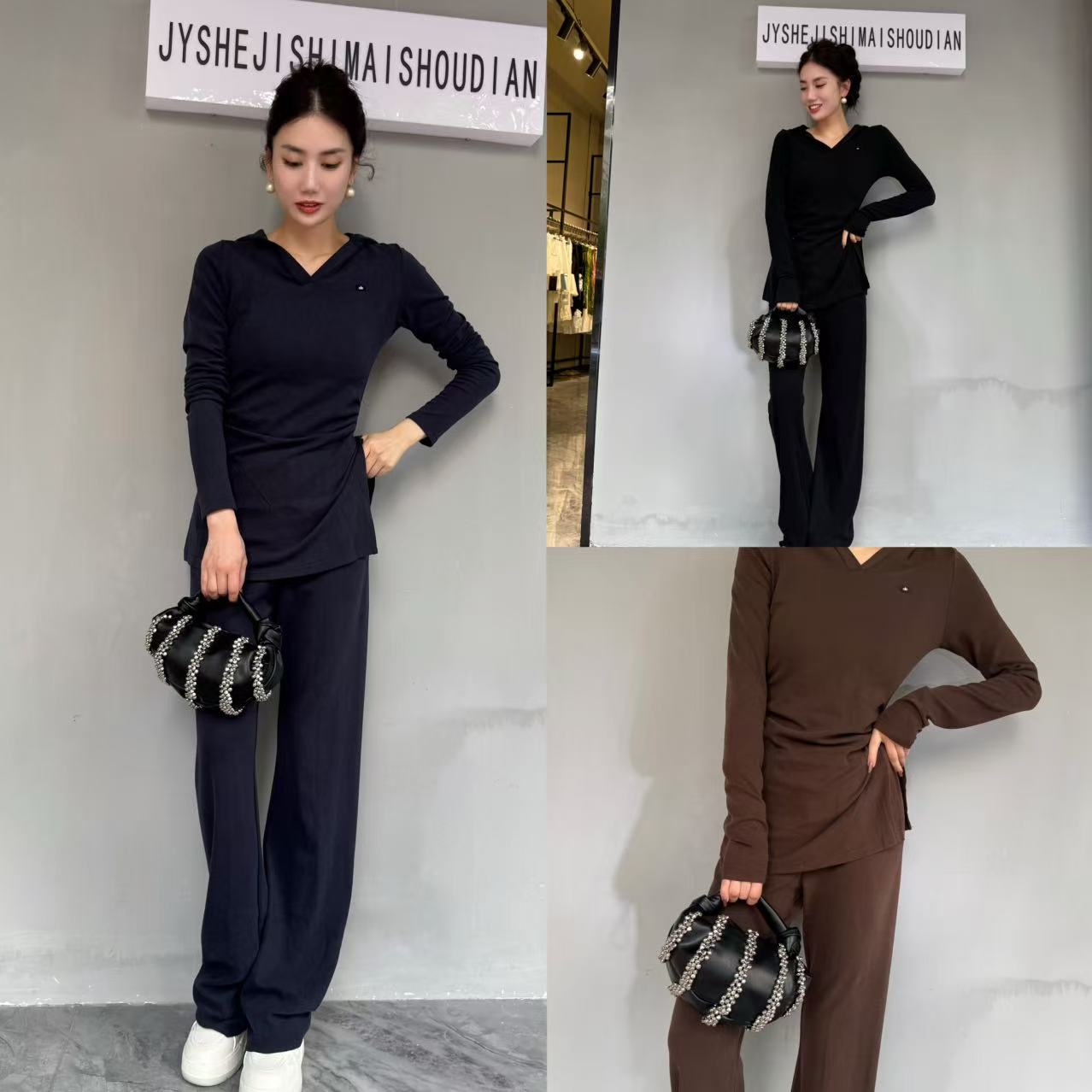 【俊英】秋冬款休闲套装女2025新款连帽长袖上衣+ 直筒裤长裤两件套