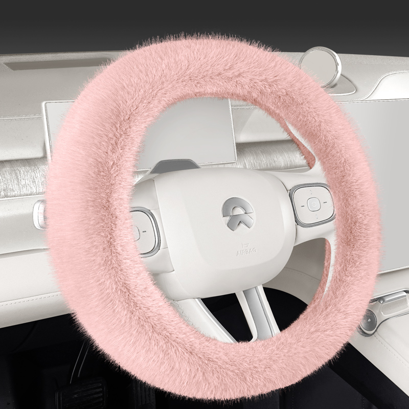 汽车方向盘套冬季毛绒O型D型雪貂绒保暖聚温车把套防滑车用女神款