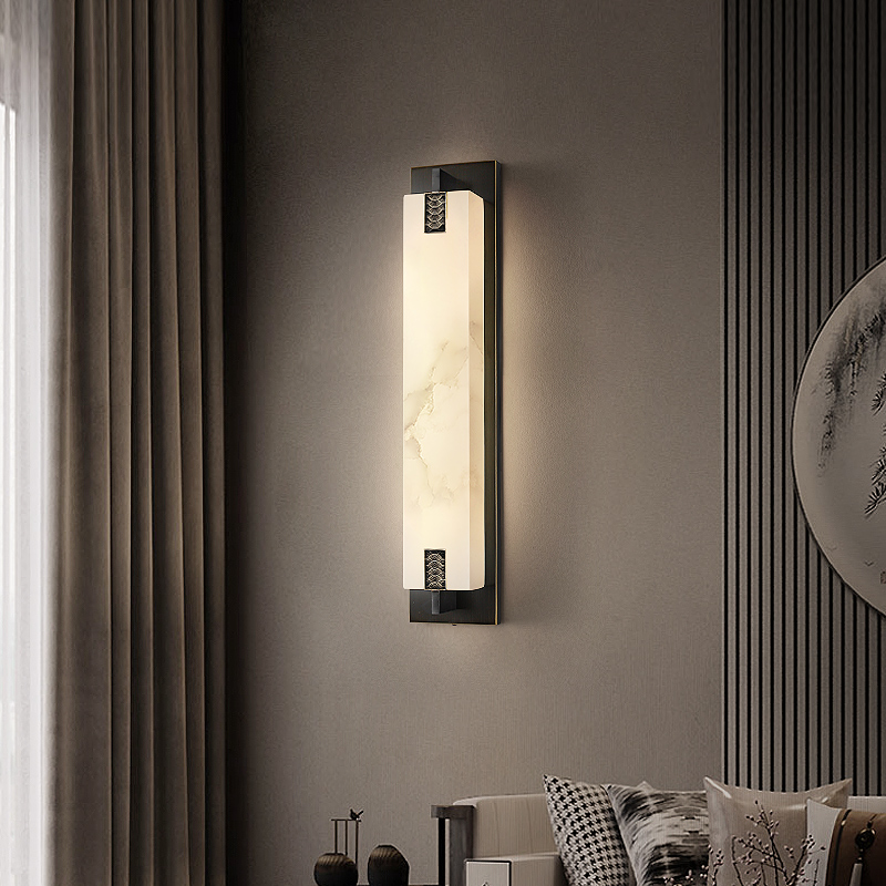 西班牙天然云石壁灯现代简约新中式客厅卧室书房过道入户大门壁灯