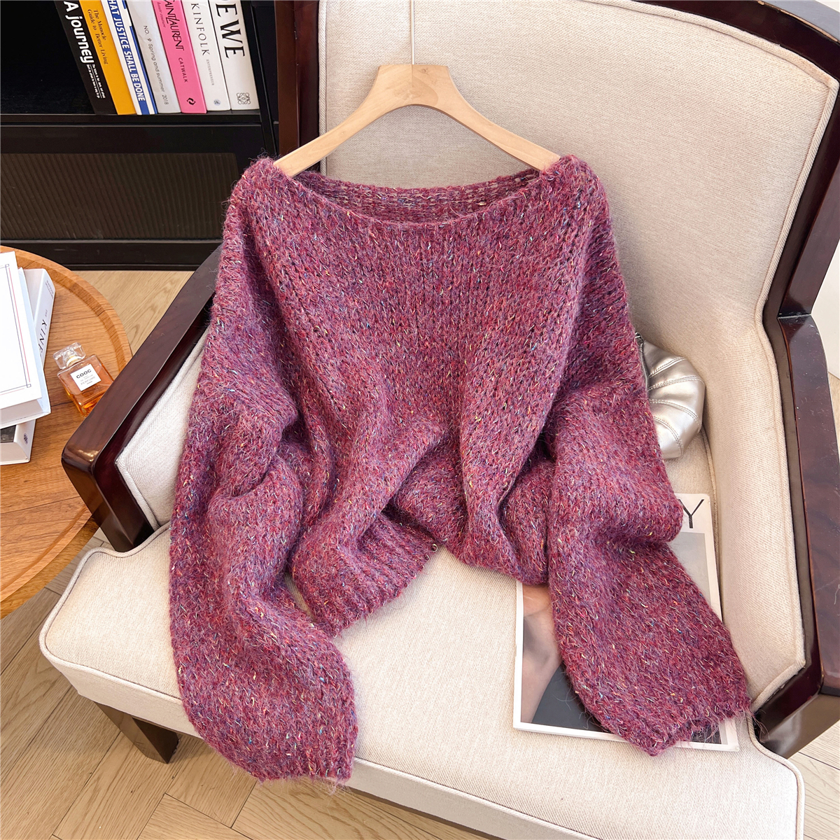 韩系高级感外穿内搭洋气混色毛衣女秋冬季新款宽松软糯气质睡衣