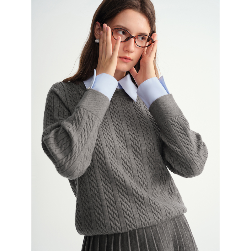 独束大码女装【格雷学院】时尚毛衫上衣半裙两件套25DS84257/84258