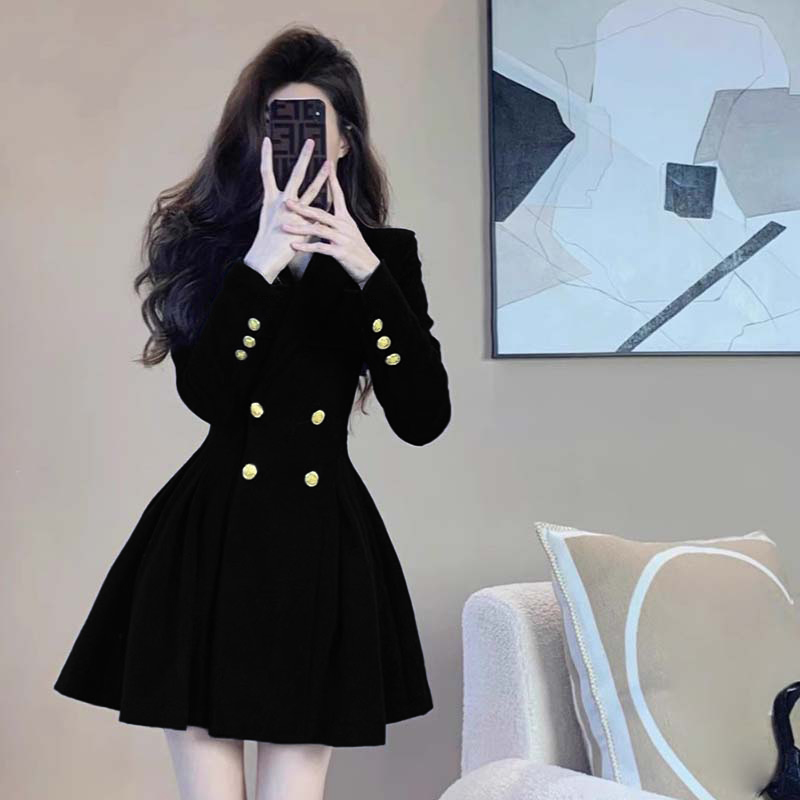 【有里布】连衣裙女装春秋新款法式高级感小个子收腰显瘦裙子JT0014