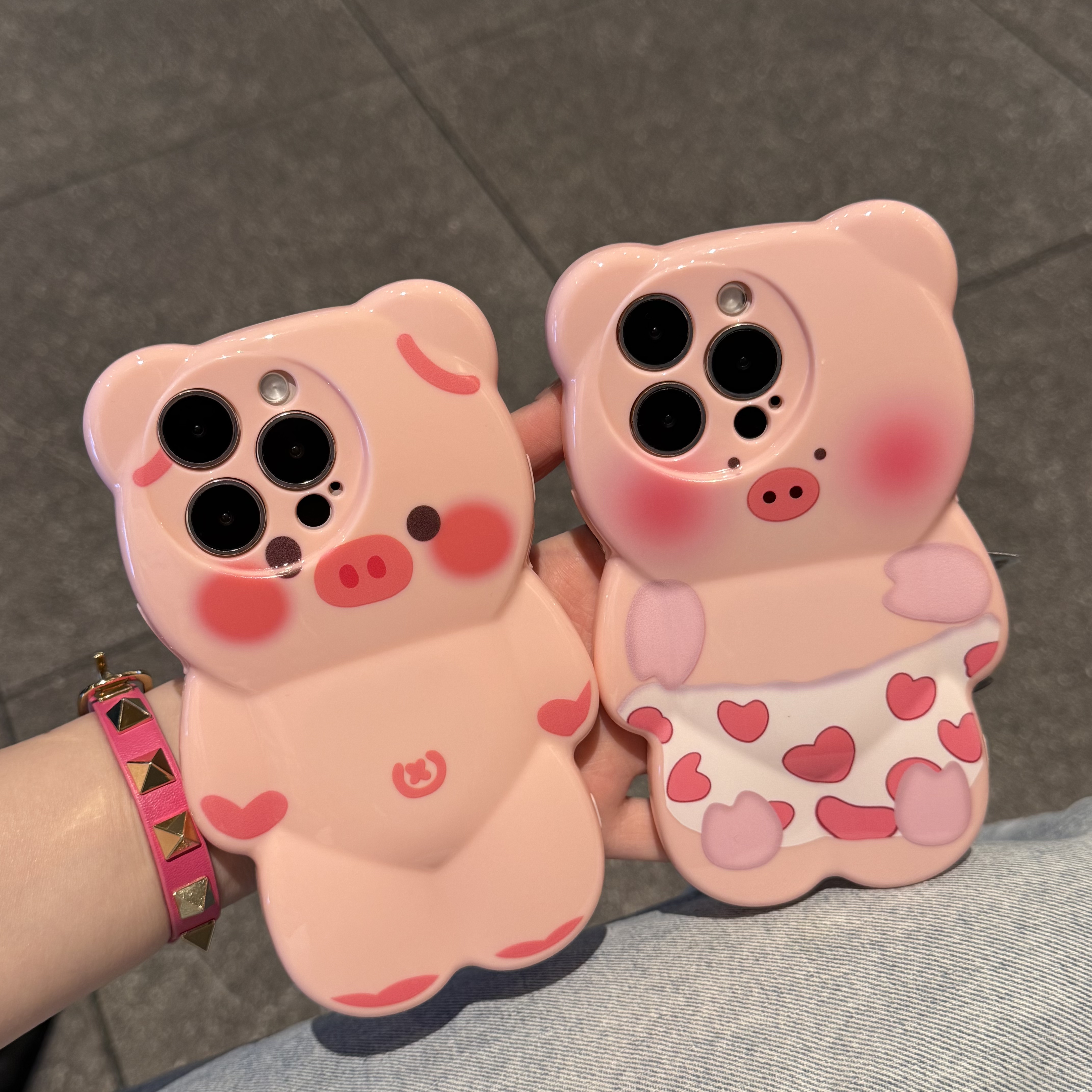 奥菲顿爱心裤衩粉猪小熊壳适用iPhone16/15promax手机壳苹果14/13