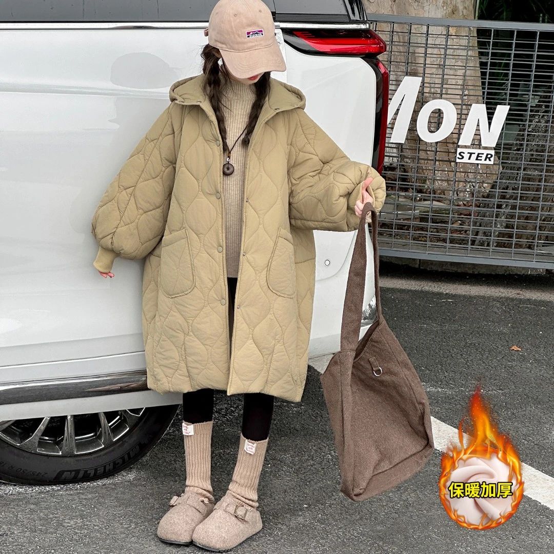 女童中长款棉服冬装2025新款大童韩版加绒大被子外套儿童保暖棉衣
