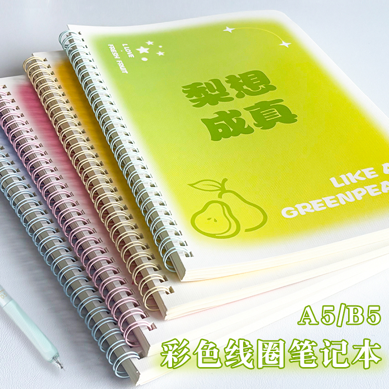 彩色双线圈笔记本加厚B5高颜值记事本初中生高中生A5线圈本本子