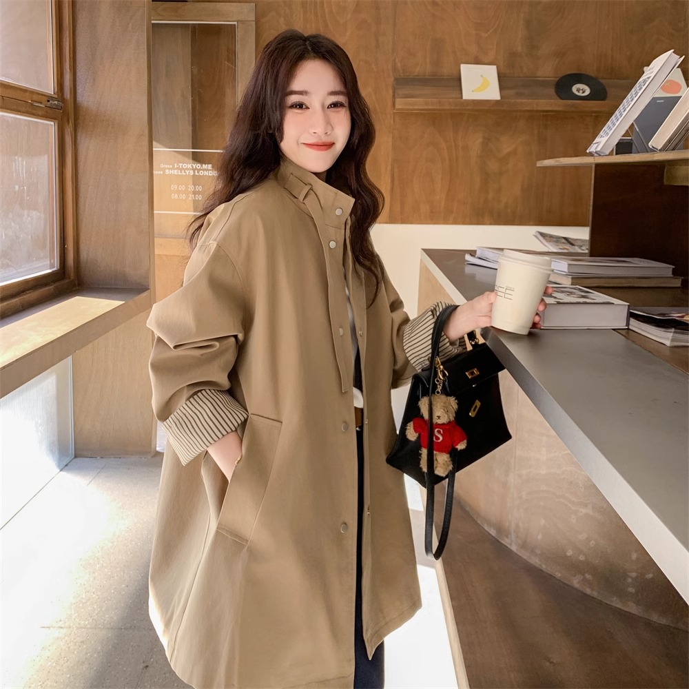 DAMO孕妇秋装风衣外套中长款春秋小个子时尚休闲秋季洋气外穿大衣