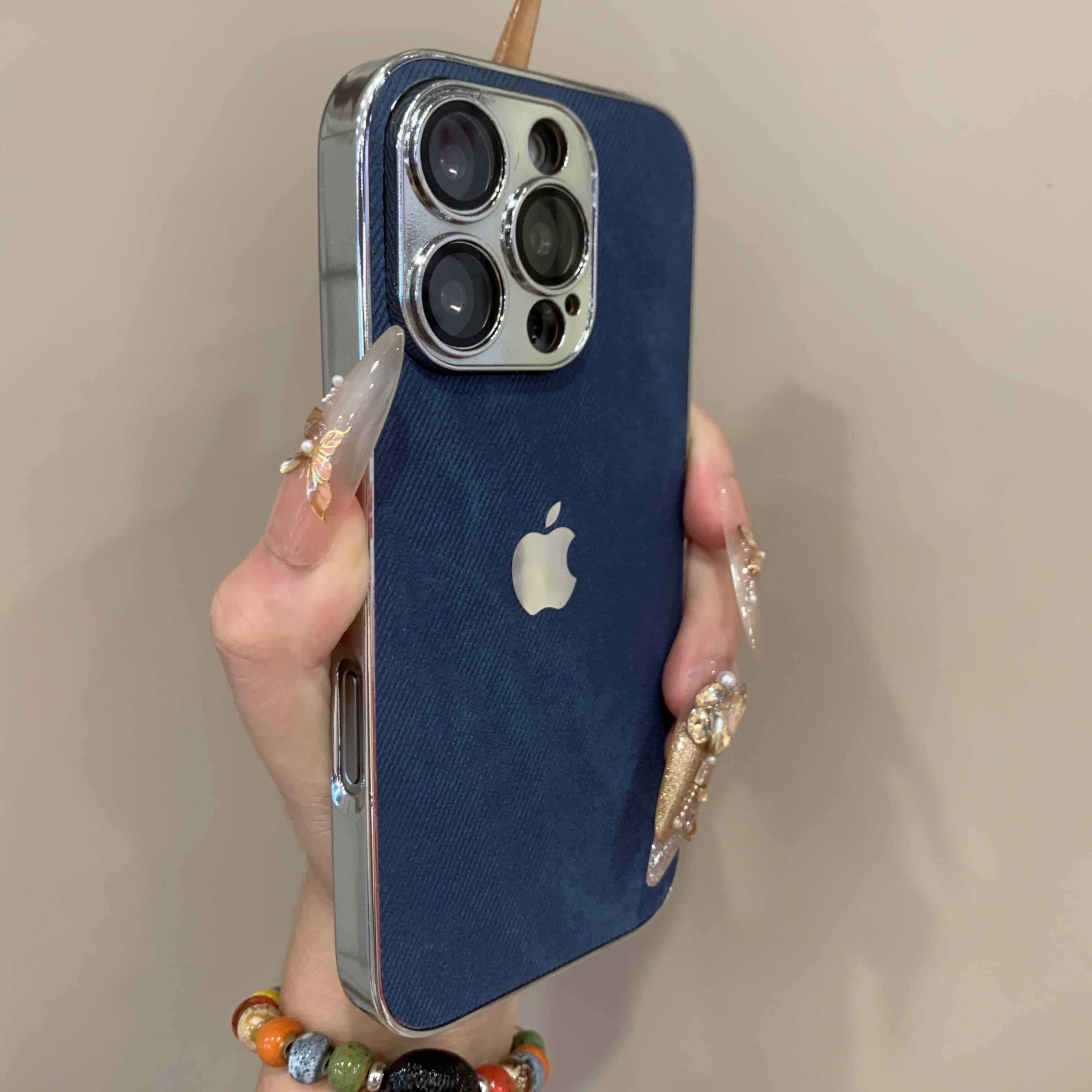 电镀牛仔纹适用苹果16手机壳iPhone15promax全包14防摔13男女款12