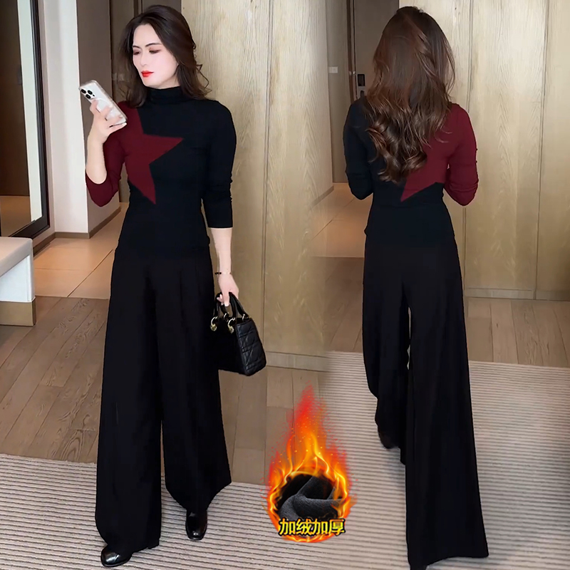 时尚内搭T恤女上衣秋冬季新款洋气修身显瘦双面德绒半高领打底衫