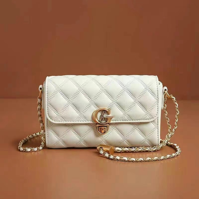 时尚潮流百搭链条金球小包包包单肩轻奢链条包小众小香风白色