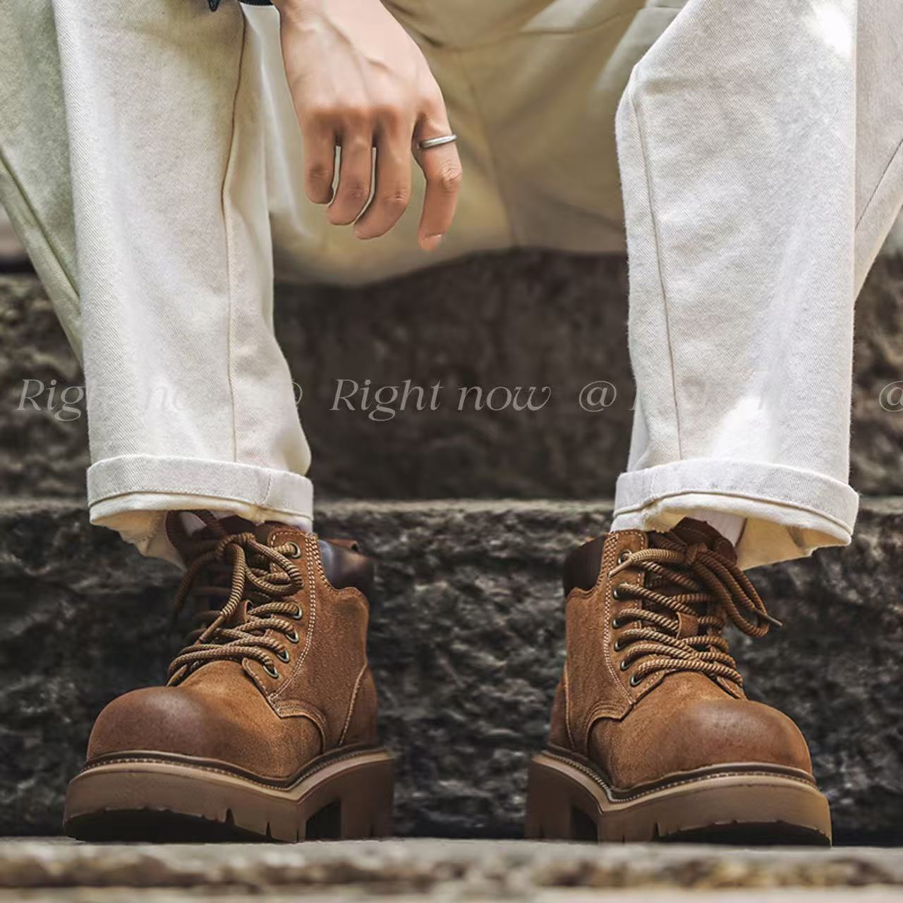 马丁靴男款英伦风复古翻毛皮厚底高帮鞋2025秋冬新款工装大头短靴