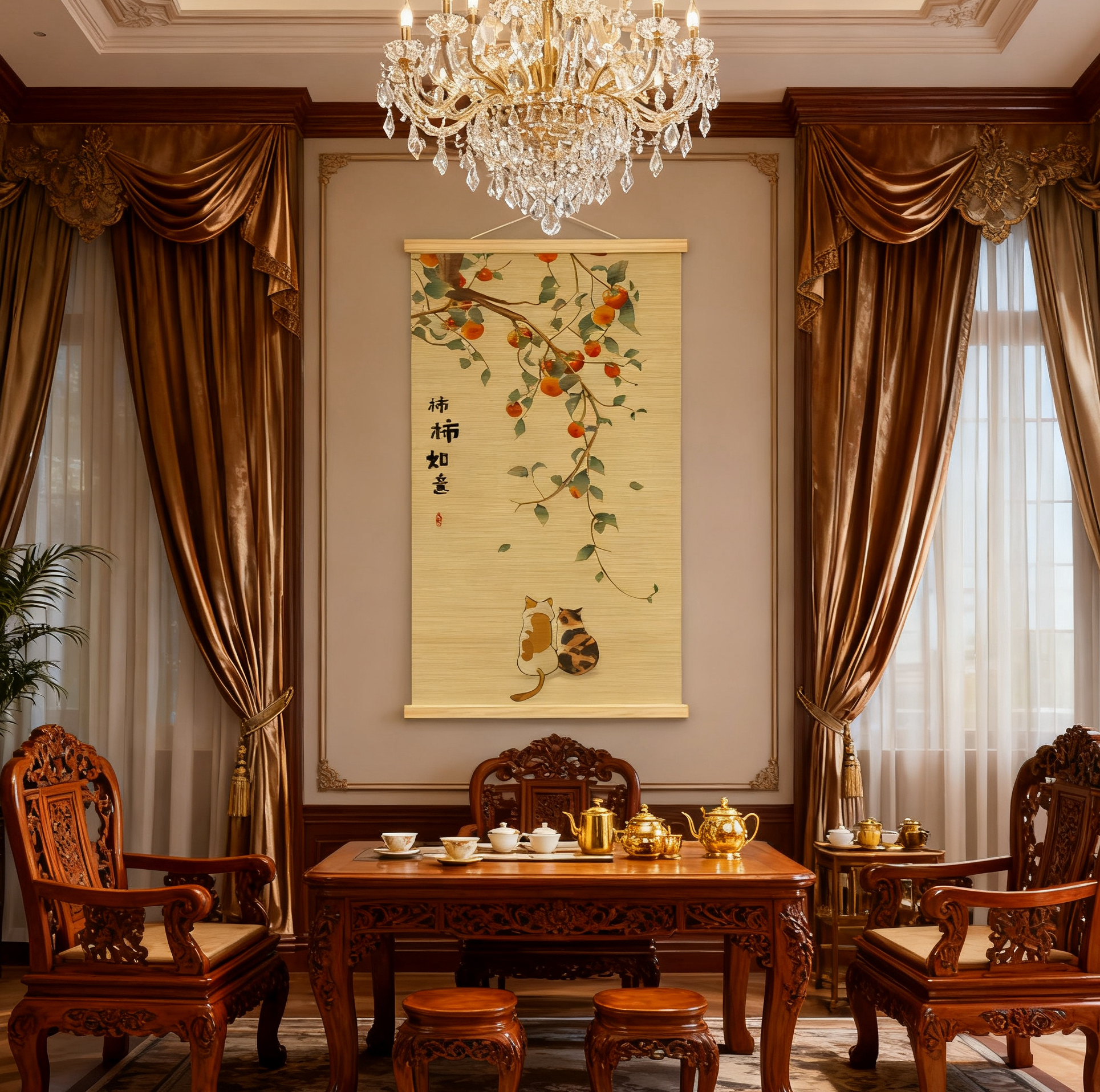 柿柿如意新中式手工竹编挂画客厅书房茶室玄关装饰画竹子挂画装饰