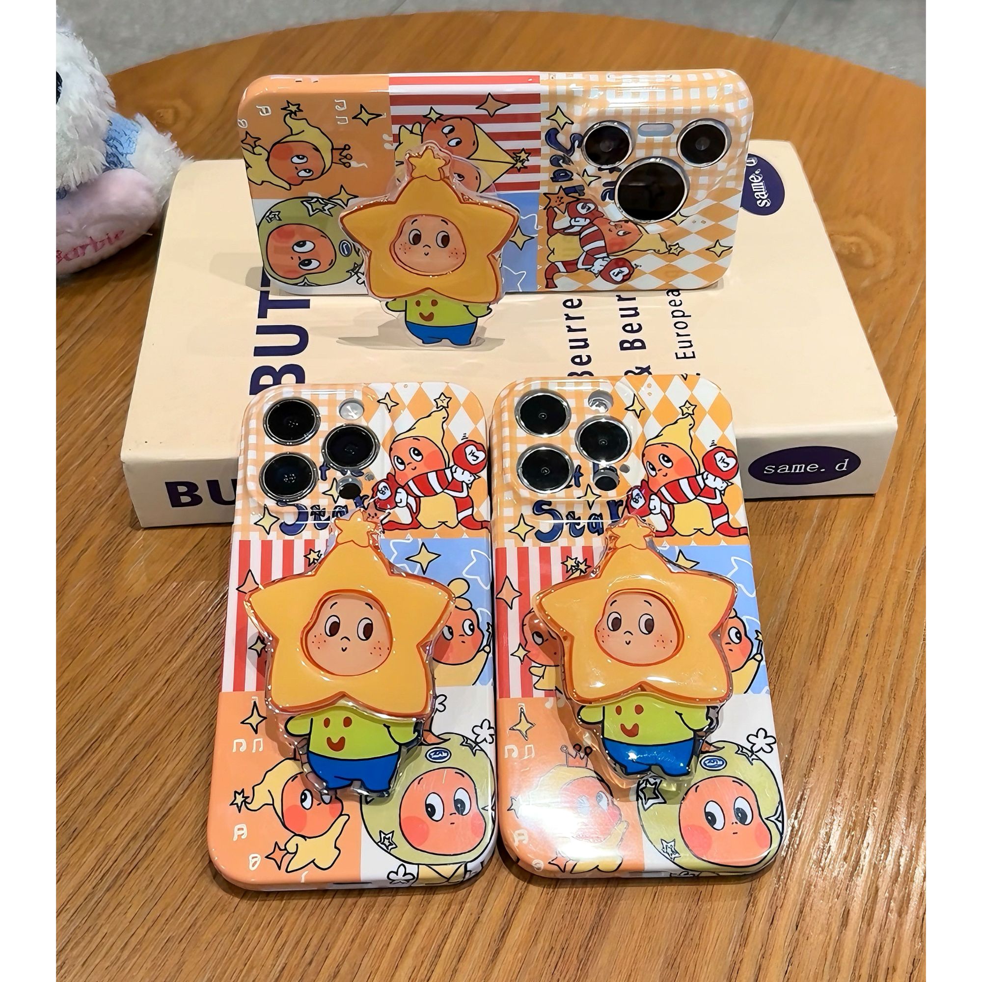 拼接插画星星人支架适用苹果17/16华为P70手机壳vivoppo小米15套