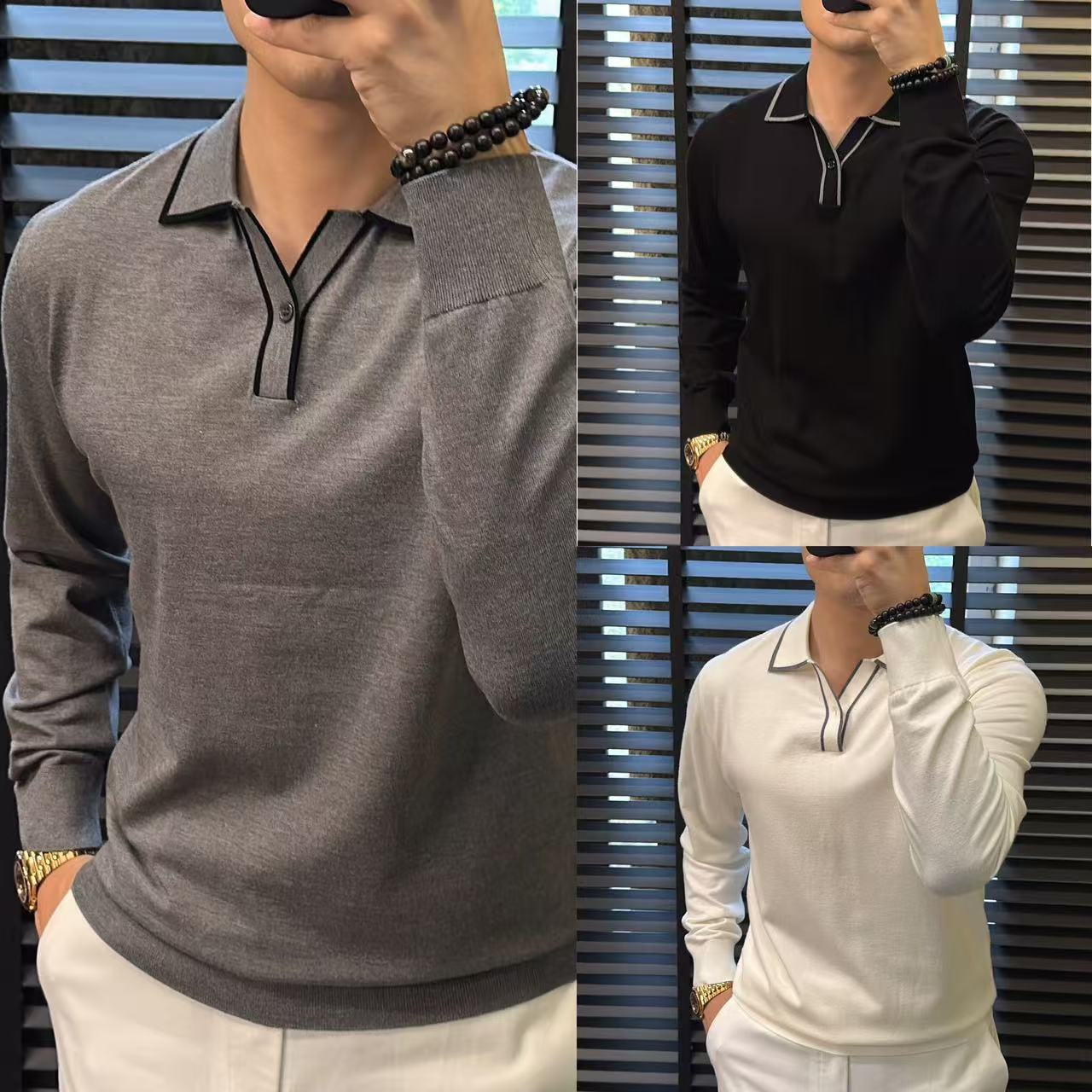 東• 25秋冬新款男士高品质‘’绵羊毛‘’单扣针织衫 7963