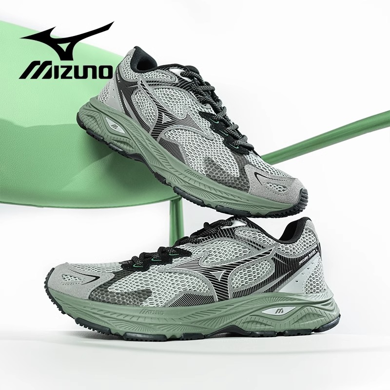 Mizuno美津浓男鞋女鞋绿野仙踪RACER S复古流光风网面缓震跑步鞋
