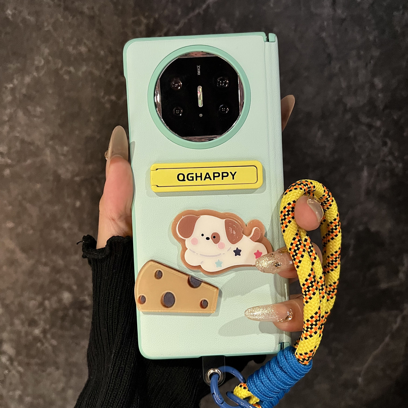 卡通可爱小狗支架适用华为mateX6折叠屏手机壳MateX5典藏版手提挂