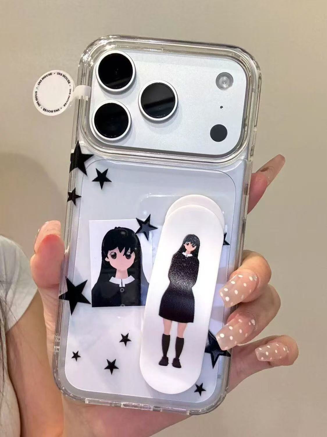 日系星星懒人支架适用iPhone17Promax17手机壳16苹果15简约14大孔