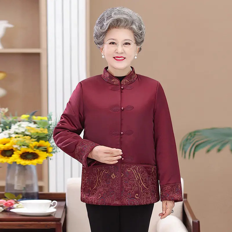 老年人女装冬装棉衣60-70岁奶奶装宽松保暖棉袄立领老太太厚棉服