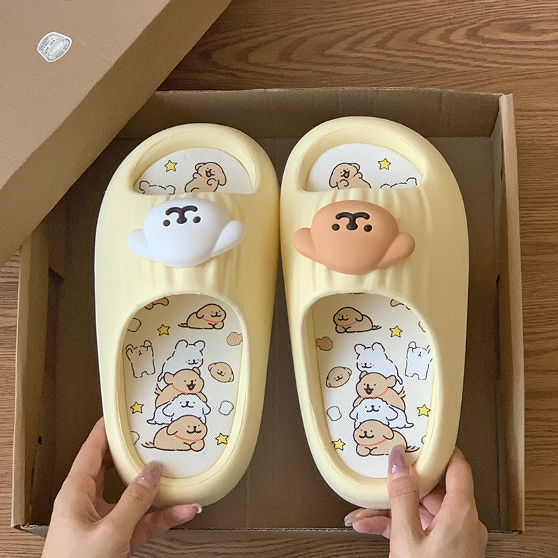 网红可爱线条小狗拖鞋女夏季外穿百搭居家eva防滑室内凉拖鞋 秋千