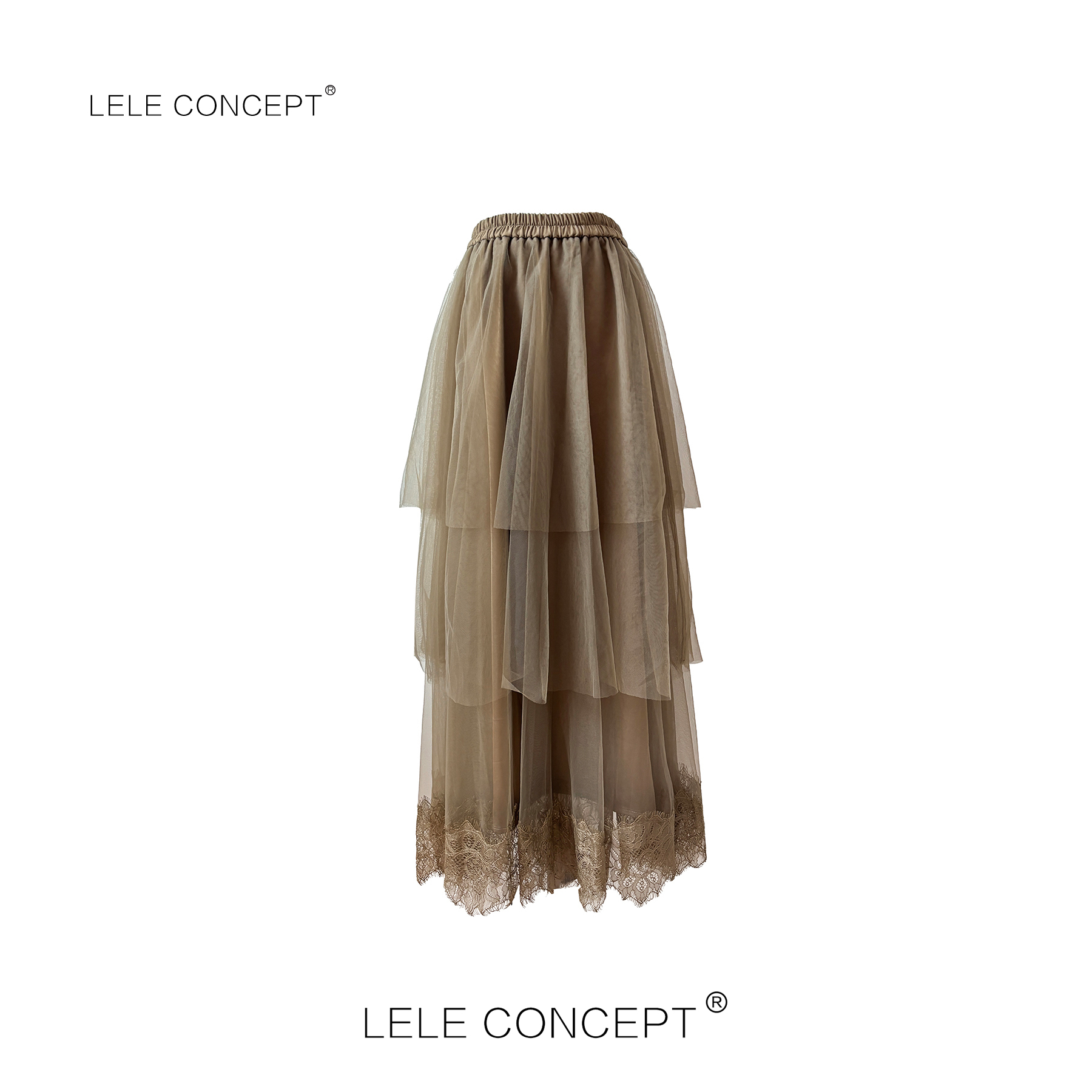 LELE CONCEPT丨【美超】都市千金风蕾丝边两色纱裙Q0686