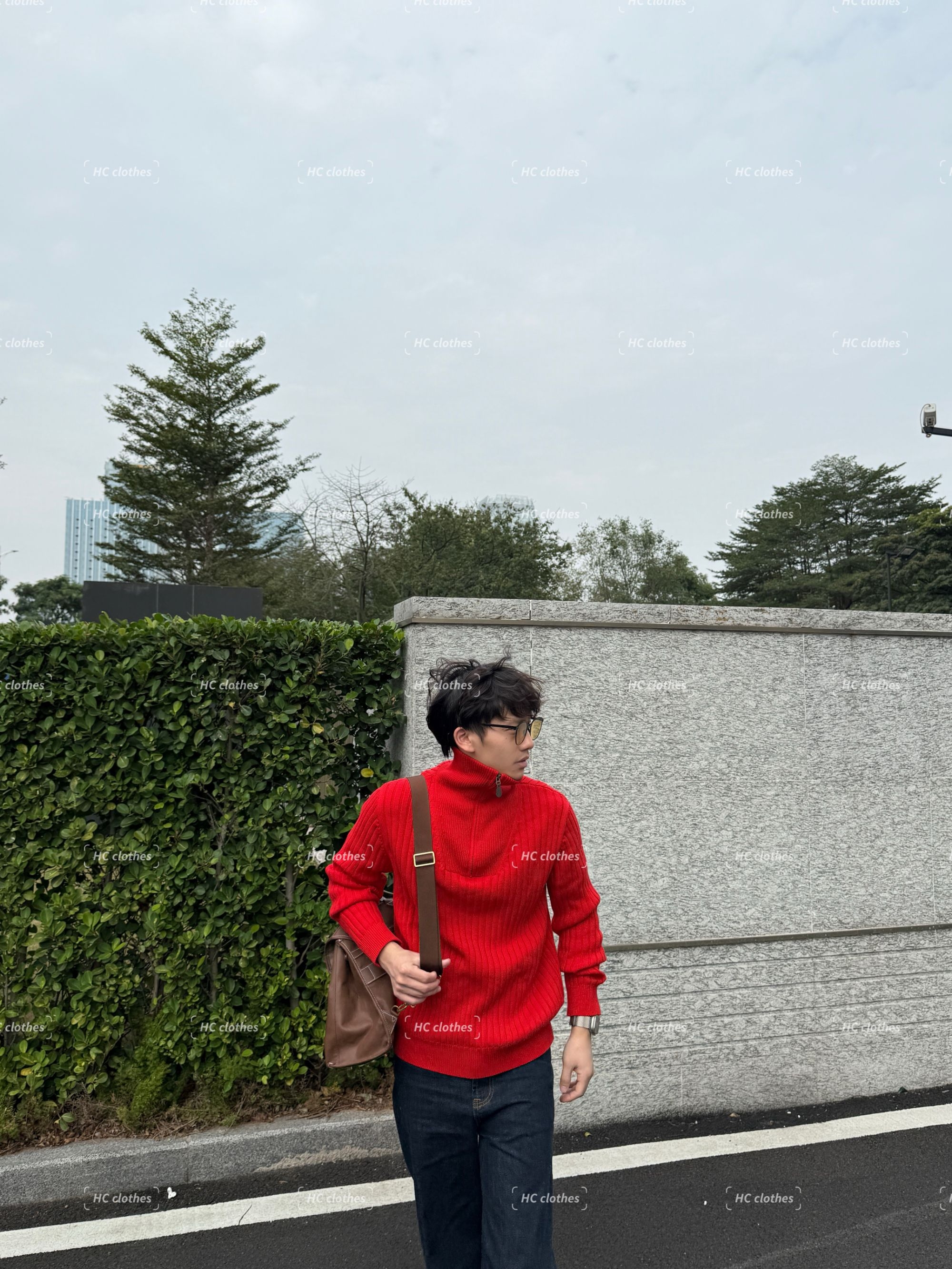 秋冬新款休闲风百搭高领半拉链针织绞花套头毛衣【男女同款】