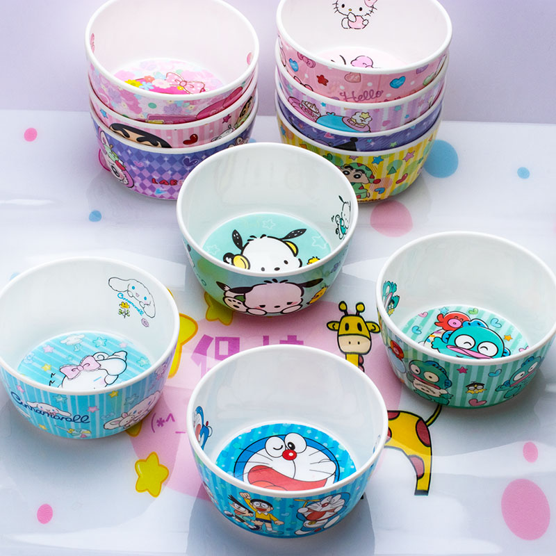 儿童餐具凯蒂猫碗可爱饭碗耐摔宝宝碗家用学生吃饭碗防烫儿童碗勺