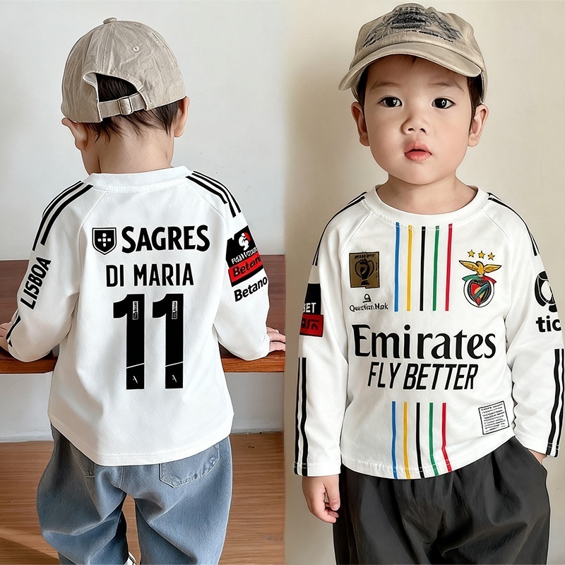 儿童春秋洋气运动彩条长袖T恤男宝宝秋季潮牌休闲上衣打底衫韩版