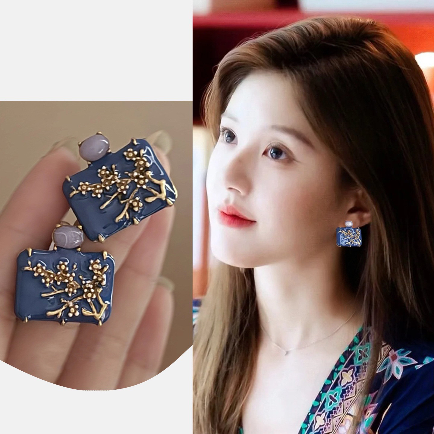 铜合金耳饰 精品赵露思同款耳环中古耳钉轻奢高级感气质耳饰 新款