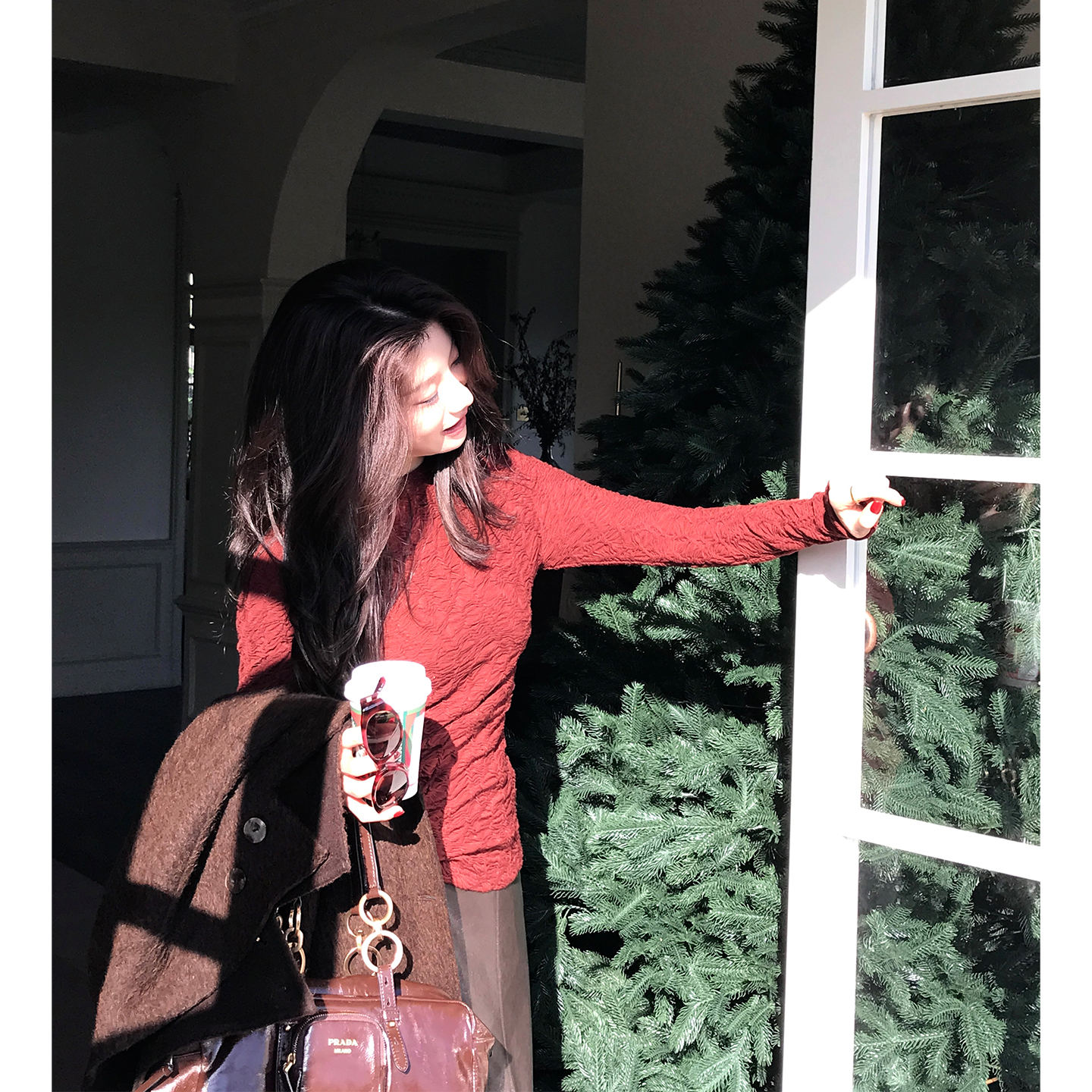 【ALONESAVOR】龍喜儿肌理感羊毛针织衫圆领内搭打底衫J651