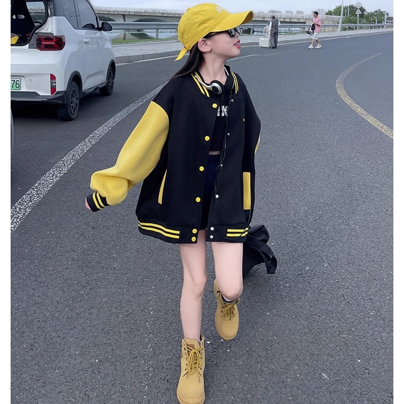 女童棒球服外套2025春秋新款儿童中大童女孩韩版宽松休闲夹克上衣