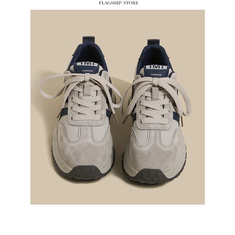 灰色老爹鞋女2025春夏季新款百搭爆款华夫德训阿甘休闲运动鞋子潮