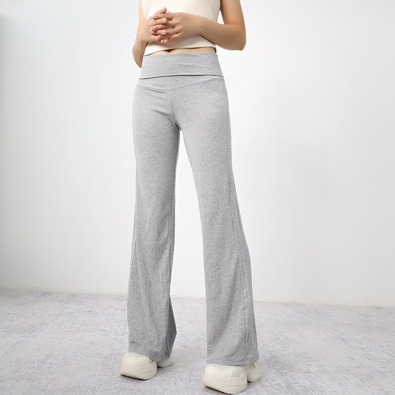 高腰纯棉微喇叭秋冬运动休闲裤宽松瑜伽长裤弹力垂感修身拖拖卫裤