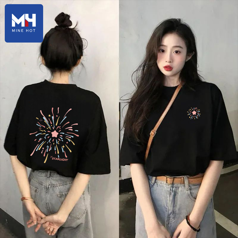 唐狮集团MH短袖t恤女早春黑色纯棉圆领半袖女生洋气百搭气质上衣