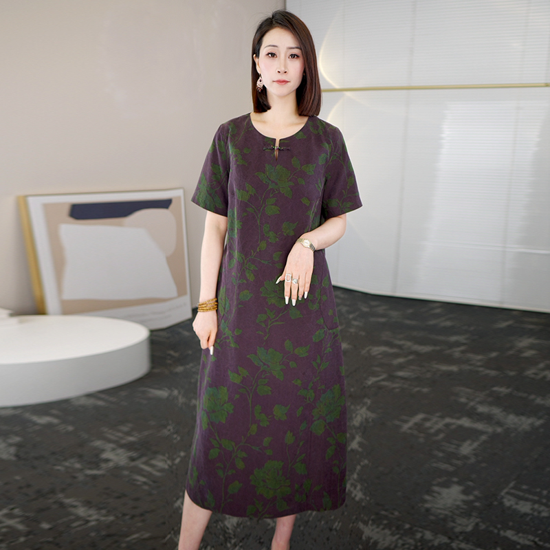 2025夏时尚浪漫大牌杭州真丝连衣裙女气质妈妈香云纱桑蚕丝裙子