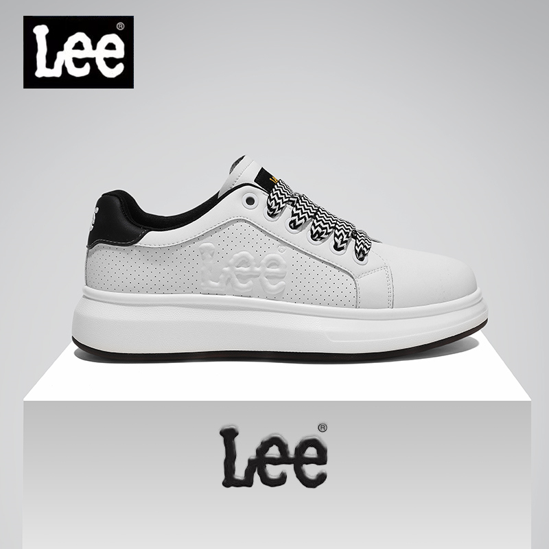 Lee官方正品男士休闲板鞋秋季新款厚底低帮时尚小白鞋增高运动鞋