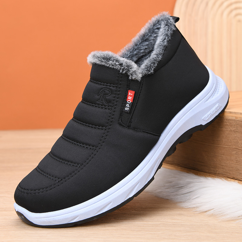 冬季加绒加厚保暖中老年人一脚蹬老人防滑棉靴老北京男女同款棉鞋