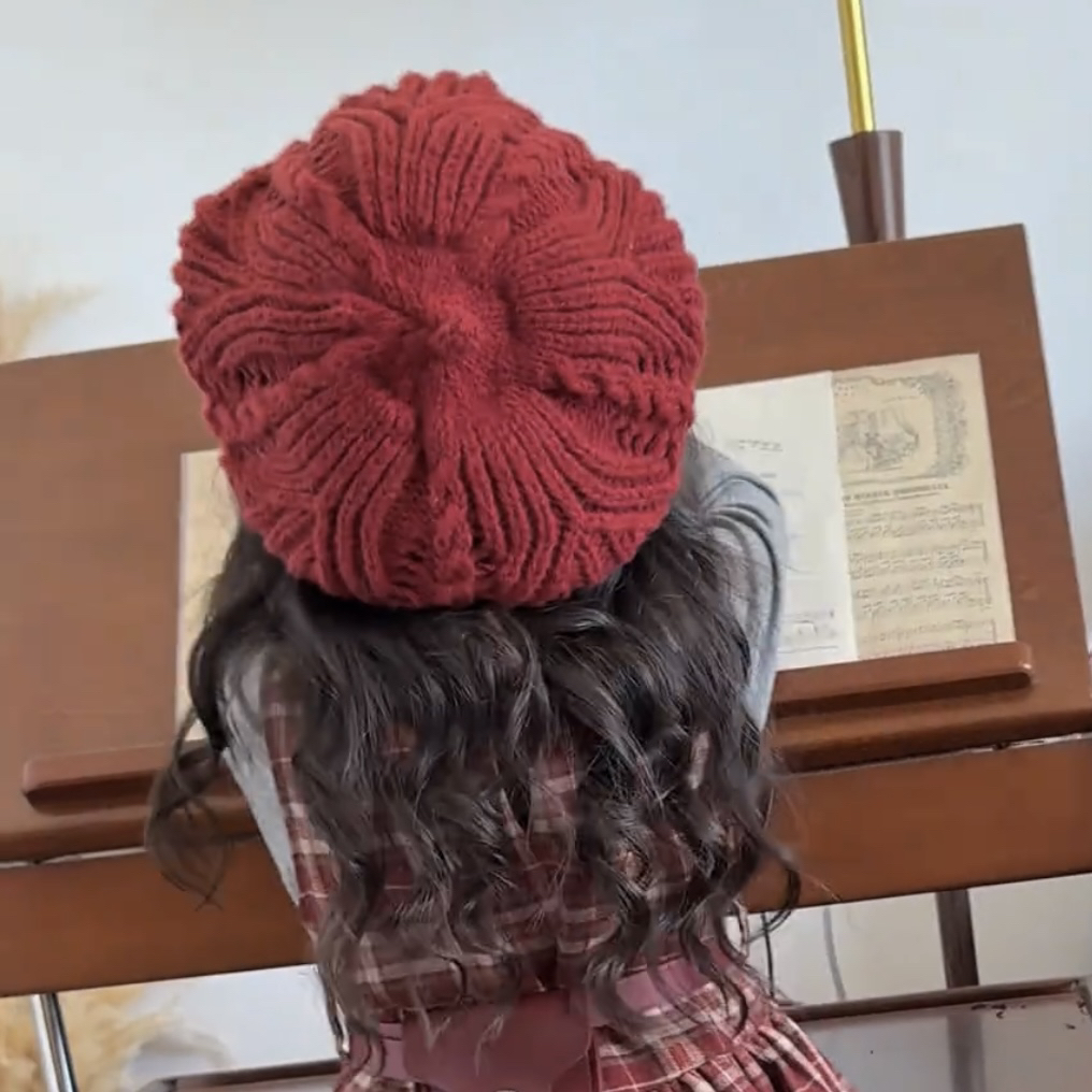 【小布丁】儿童帽子女孩针织贝雷帽女宝宝秋冬款画家帽女童外出洋气