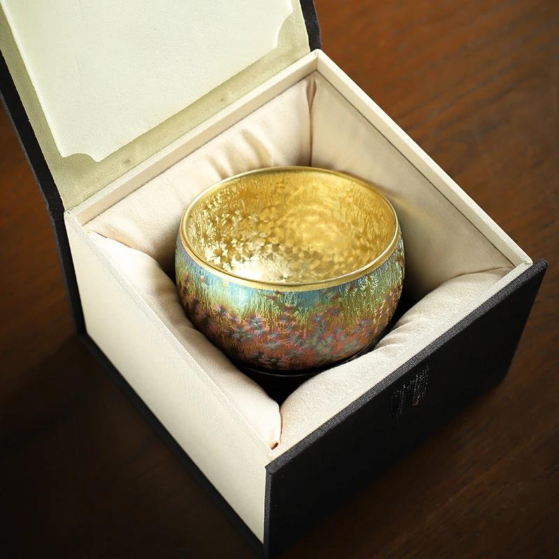 七彩主人杯茶碗鎏金鎏银陶瓷茶杯品茗杯单杯茶盏功夫茶具大号茶杯