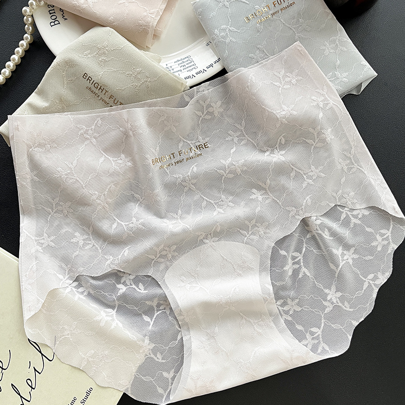 Vee Mooe提花软蕾丝无痕中高腰内裤透气蜜桃臀提臀收腹气质欧若风