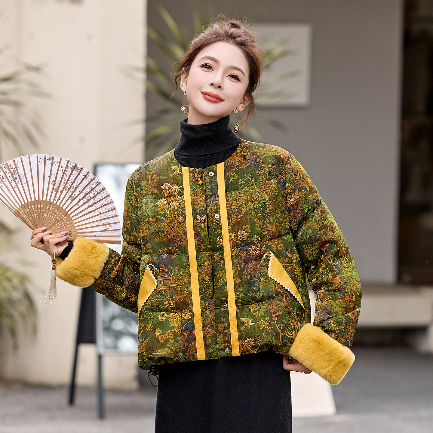 新中式国风羽绒服2025冬季新款新中式百搭气质白鸭绒外套99936