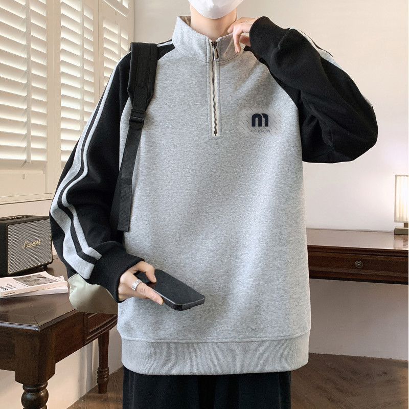 半拉链卫衣男款春秋季青少年内搭上衣初高中学生秋装长袖无帽外套