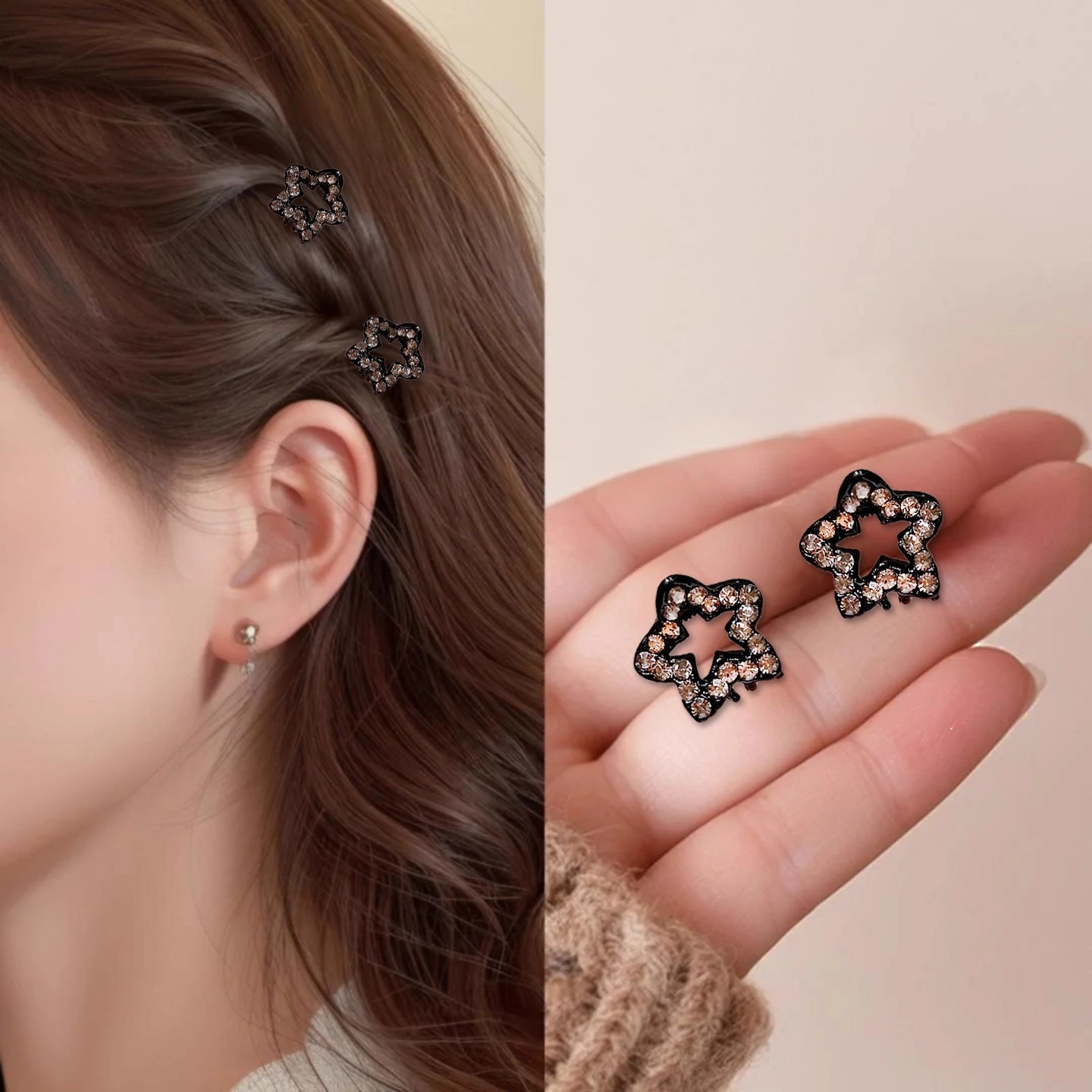 发夹侧边精致小巧迷你小号超小五角星满钻刘海夹碎发夹小夹子抓夹