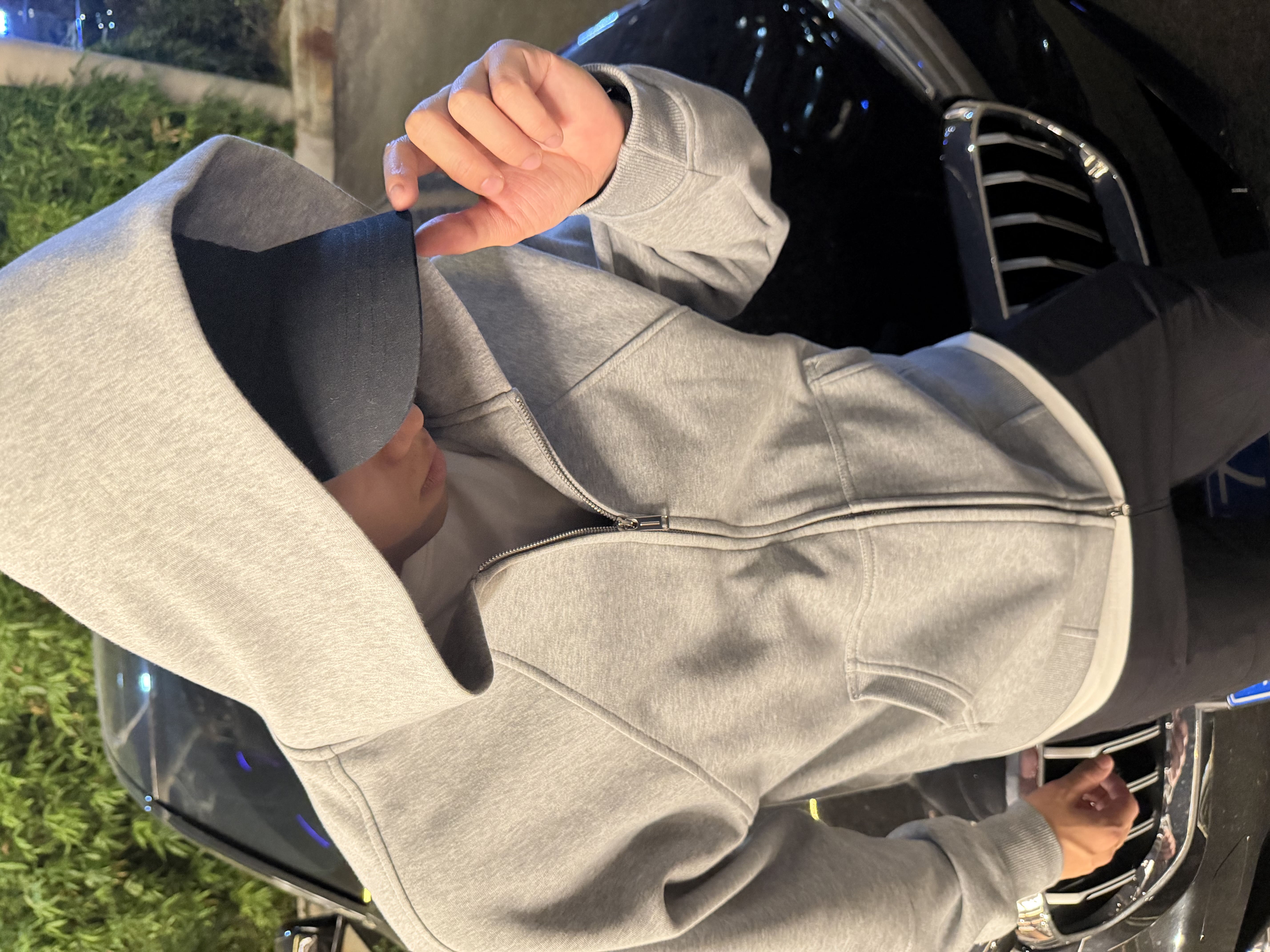 SYJ秋冬cleanfit连帽卫衣重磅廓形空气层开衫男短宽款百搭外套