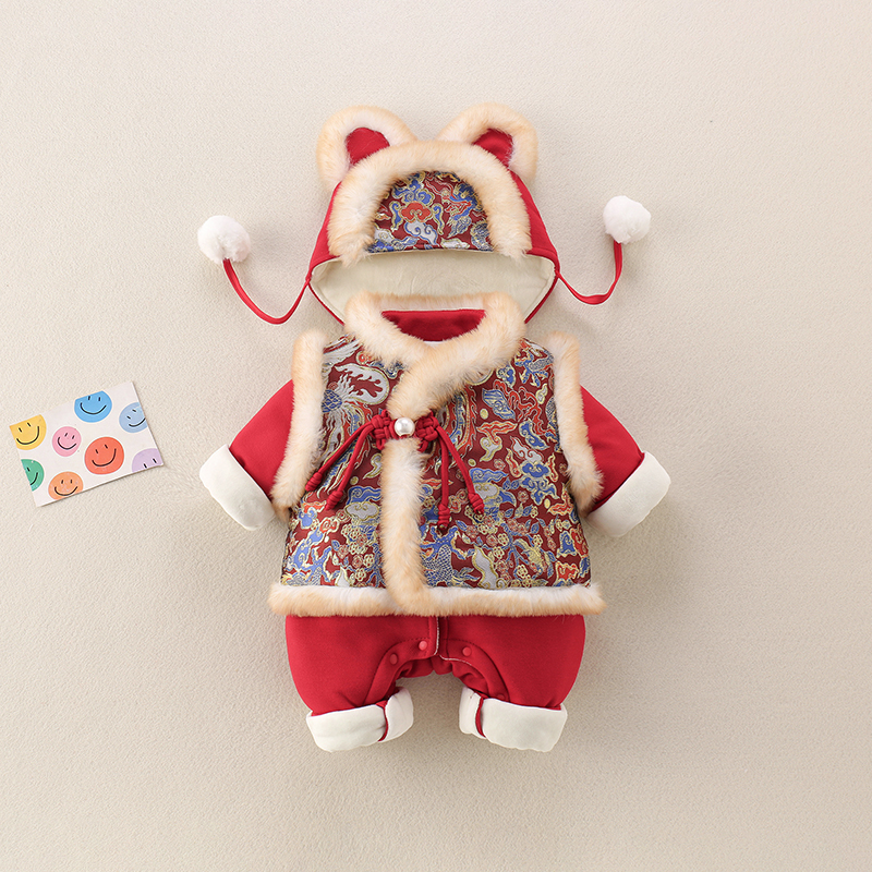 男女宝宝冬季抓周礼服婴幼儿拜年服套装婴儿服周岁生日服加厚冬装